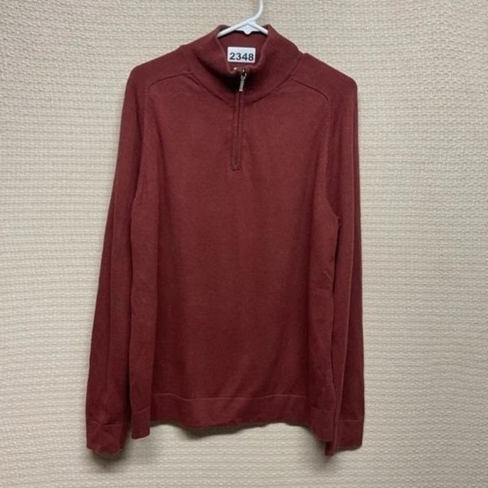 L.L. Bean Reddish Brown/Rust Knit 1/4 Zip Sweater Pullover Men L China